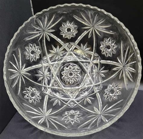 Vintage ANCHOR HOCKING Star of David Prescut EAPC Glass Large Serving ...