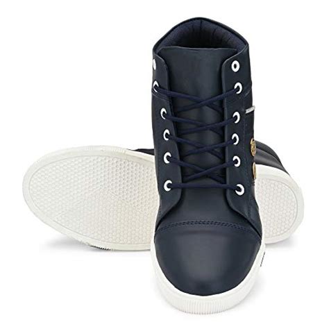 Buy KK Men's Navy Synthetic Lace Up High Ankle Casual Shoes 10 UK/India ...