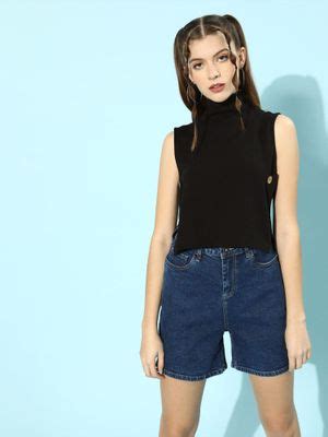 Buy KASSUALLY Black Solid Knitted Top Online