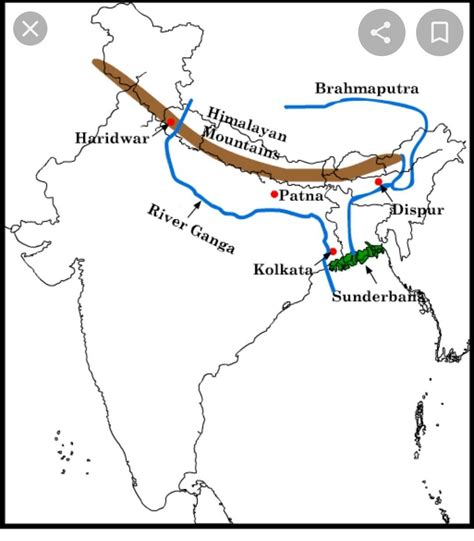 On a physical map of India mark the following River Ganga,River ...