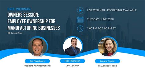 NY Business Owners Session: Employee Ownership in Manufacturing ...
