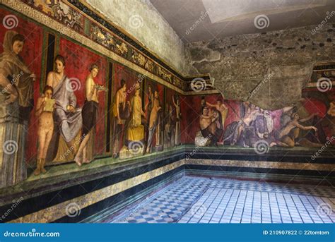 Mural Fresco of the Villa of the Mysteries, Pompeii, Italy Stock Photo ...