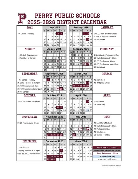 Perry Public Schools OK Calendar 25-26 Revised [pdf] - EduCounty