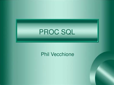 Proc SQL 的图像结果