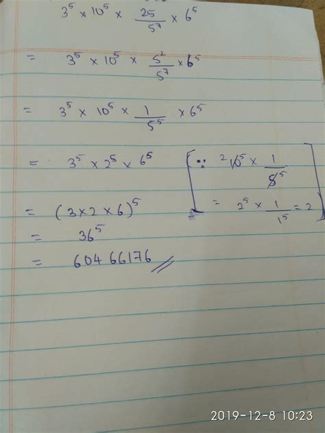 3 raised to the power 5 into 10 raised to the power 5 into 25 upon 5 ...
