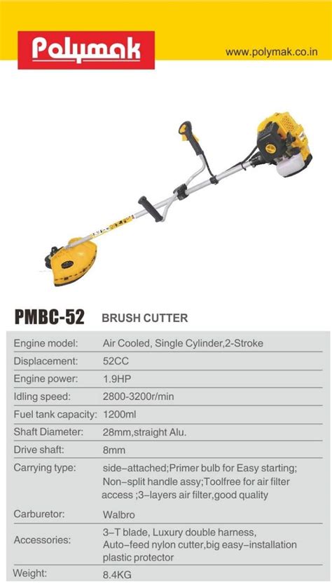 POLYMAK PMBC-52 52 CC Heavy Duty & Powerful Brush Cutter : Amazon.in ...