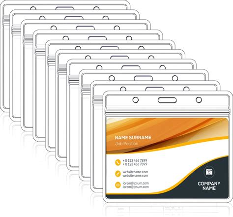 100PCS Plastic Card Holder, Clear Horizontal Name Tag Badge ID Card ...