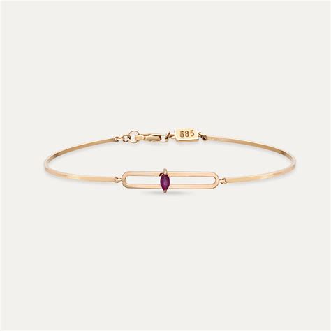 Vivien 0.09 CT Marquise Cut Ruby Rose Gold Bracelet