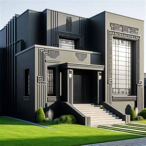 An_Art_Deco-style_house_with_an_all-black_exterior | All black house ...