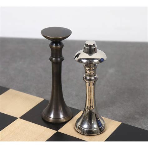 Combo Chess Set of 3.1" Contemporary Chess Pieces + Ebony Wood Chessboard