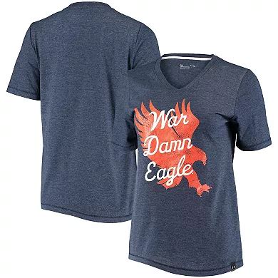 Women's Under Armour Heathered Navy Auburn Tigers V-Neck T-Shirt