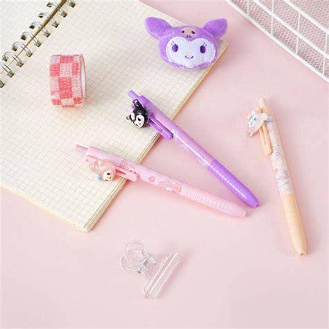 Premium Sanrio My Melody Cinnamoroll Kuromi Press Ballpoint Pen (Black ...