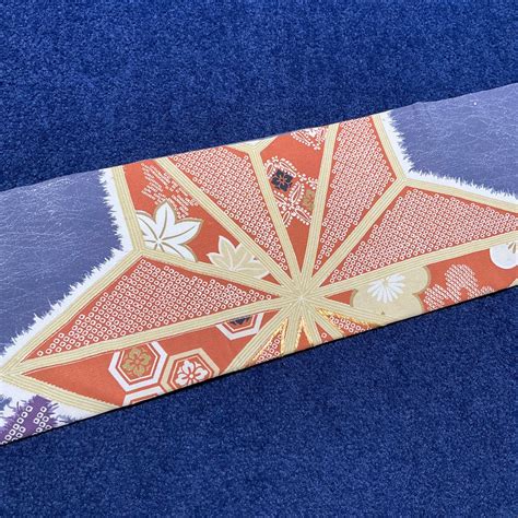 ASANOHA＊麻の葉 グレー 刺繍 鹿の子 染め アンティーク名古屋帯 A906 | kimono tento