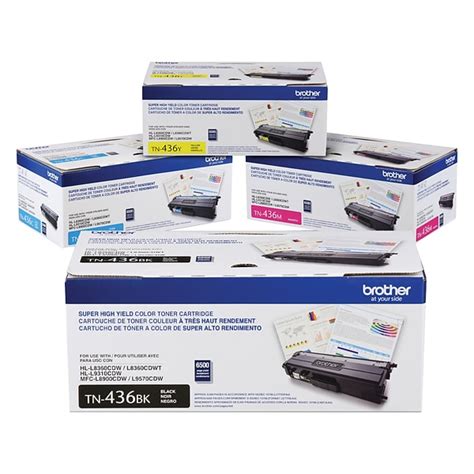 Brother TN436 Black/Cyan/Magenta/Yellow Super High Yield Toner, 4-Pack ...