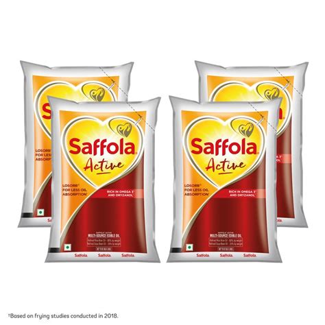 Buy Saffola Active | Rich in Omega 3 & Oryzanol | Edible Oil - 4 X 1 L ...