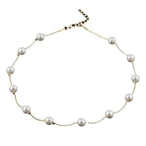 OOMPH Jewellery Gold Plated White Pearl Delicate Fashion Necklace for ...