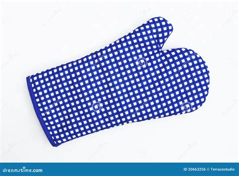 Blue and White Checkered Oven Mitt Glove Stock Photo - Image of closeup ...