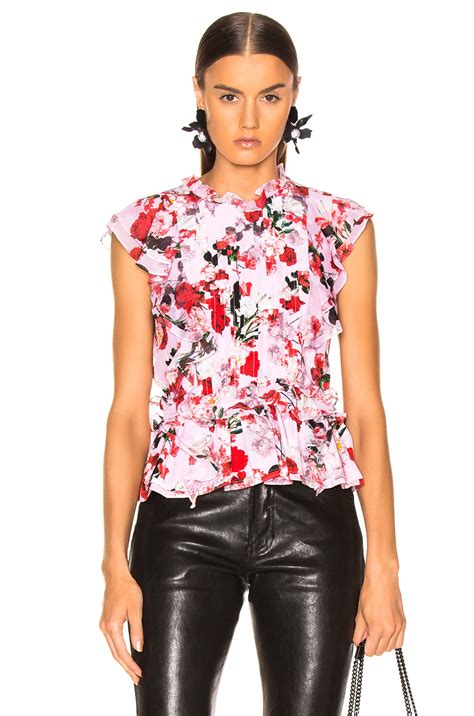 Marissa Webb Florence Silk Print Top in Rouge Bouquet | FWRD