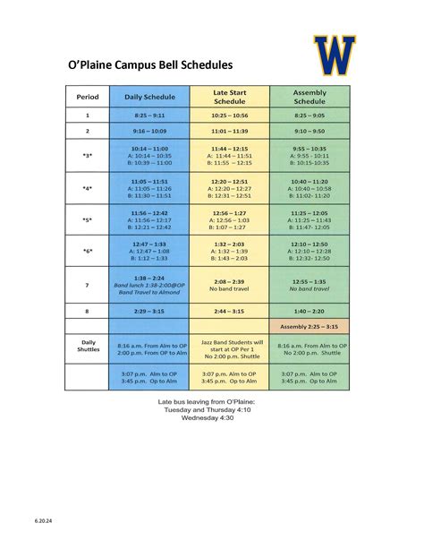 Bell Schedules - Warren Township High School