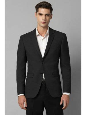 Buy Louis Philippe Mens Black Slim Fit Solid Formal Blazer Online