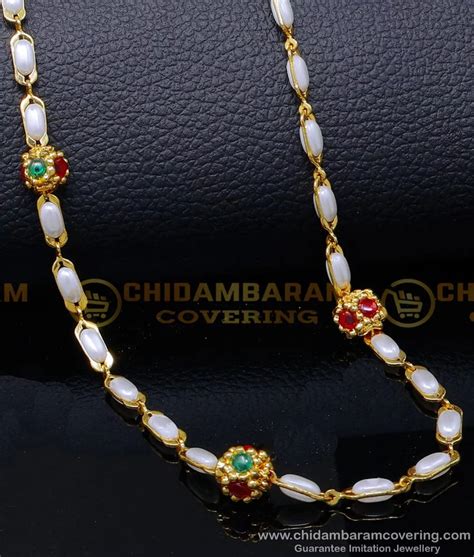 Buy New Model White Pearl Beads Chain Designs for Ladies
