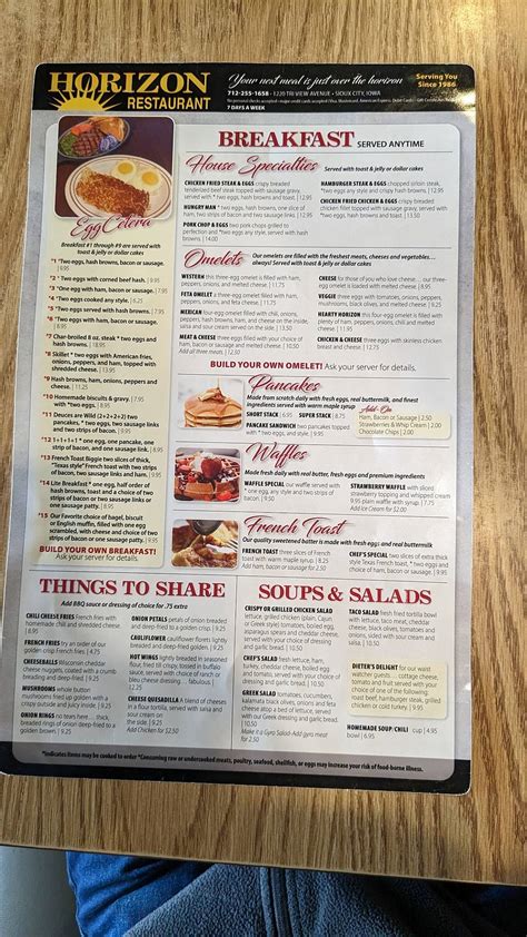 Menu at Horizon Family Restaurant, Sioux City