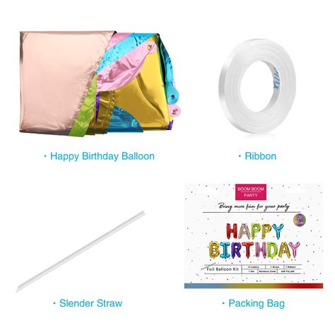 Buy Happy Birthday Balloons Banner, 16 Inch Mylar Foil Letters ...
