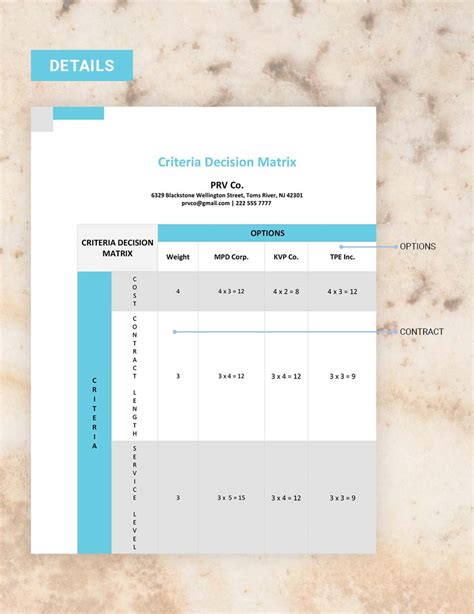 Criteria Decision Matrix Template in Word, Google Docs - Download | Template.net