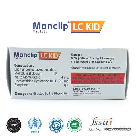 Monclip LC Kid Tablet (Levocetirizine 2.5mg + Montelukast 4mg)