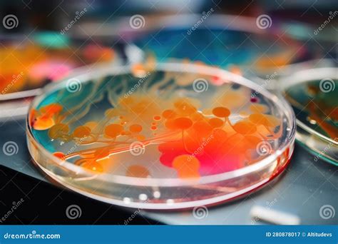 Petri Dish with Microbe Growing on Agar Plate in Science Lab Stock ...