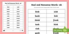 ‘nk’ Sound Words | Word Mat | CfE Resources