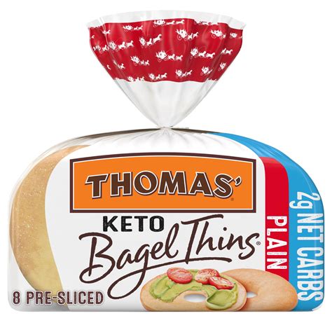 Thomas', Keto Plain Bagel Thins, Pre-Sliced 8 Count, 13 oz Bag, Low ...