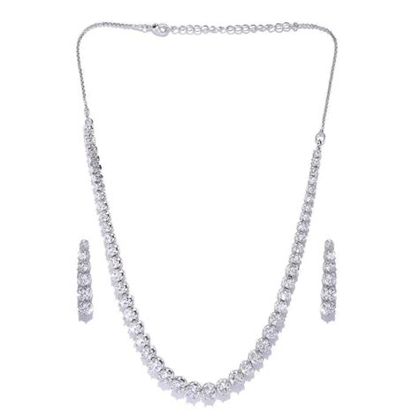 Sian Silver Plated American Diamond Necklace Set – JewelEMarket