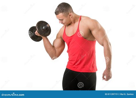 Standing Bicep Dumbbell Curl Stock Image - Image of healthy, coach ...