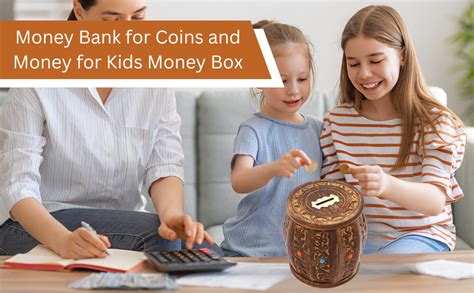 Zyntix Round Antique Piggy Bank with Lock - Secure Piggy Bank for Kids ...