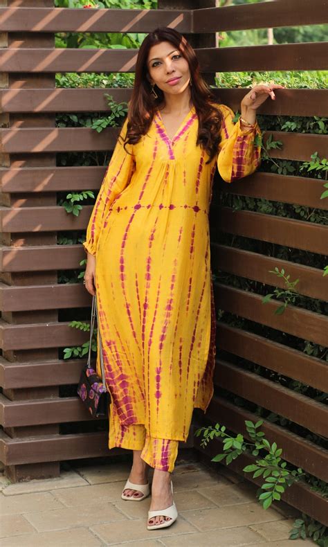 Modal Silk Yellow Tie and Dye Coord Set – Baareeki