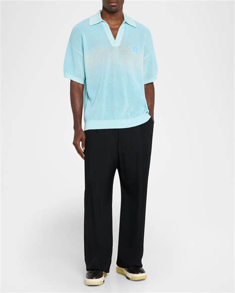 Amiri Men's Cotton Knit Johnny Collar Polo Shirt | Neiman Marcus