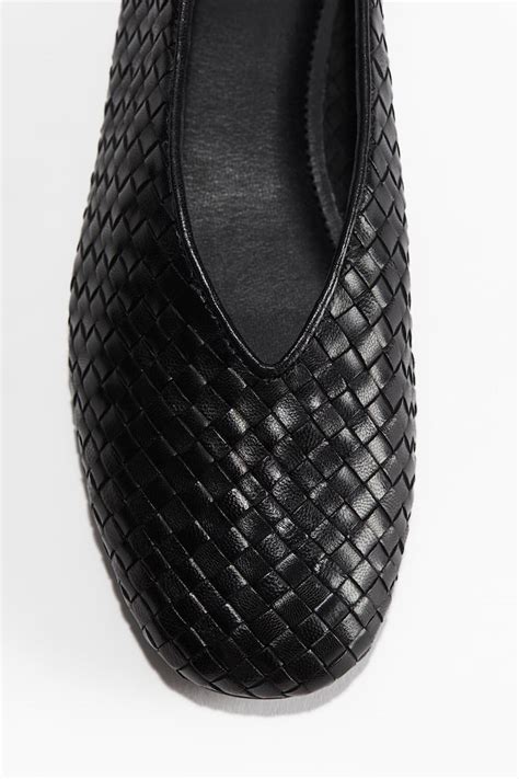Braided leather ballet pumps - Black - Ladies | H&M IN