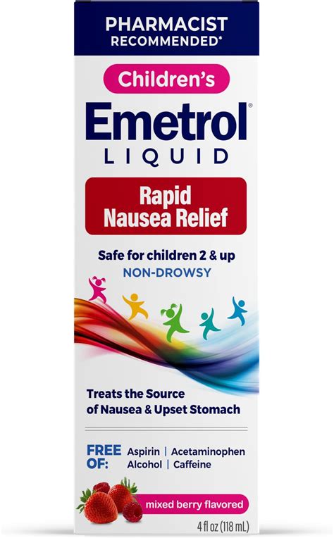 Amazon.com: Emetrol Children's Non-Drowsy Liquid Nausea Relief - Upset Stomach Medicine - Nausea ...