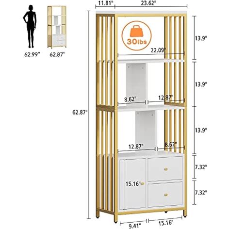 Amyove Gold Bookshelf with Drawers Modern Bookcase India | Ubuy