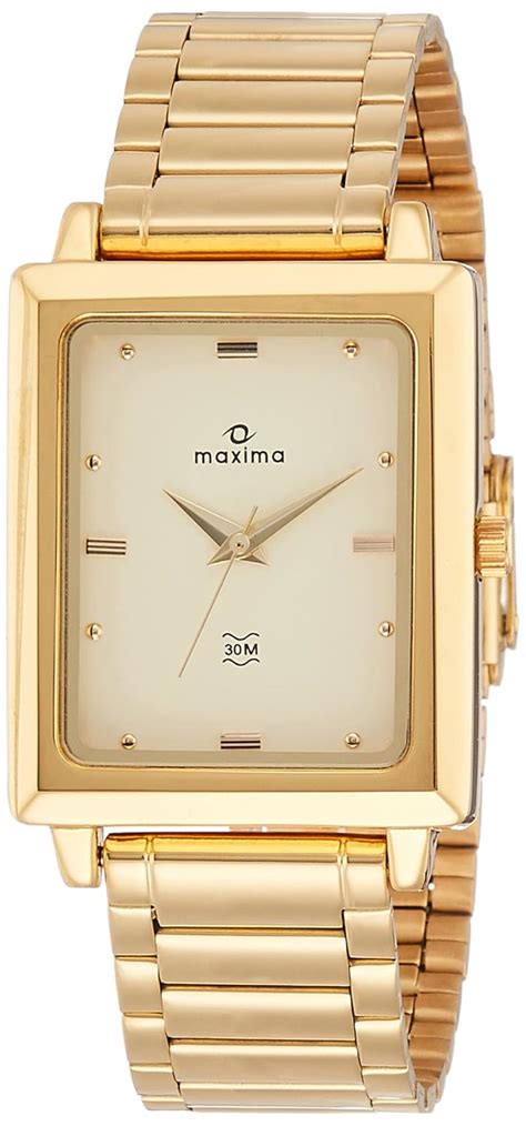 Maxima Stainless Steel Analog Champagne Dial Men Watch - 40052Cmgy ...