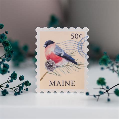 Maine State Bird Vinyl Sticker | Maine US Postage Stamp | Laptop iPad ...