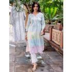 Black Hand Block Printed Cotton Kurta with Pants- Set of 2