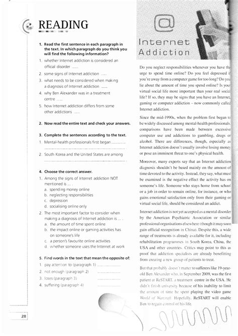 Reading ingles 1 bachiller | Ejercicios de Inglés | Docsity