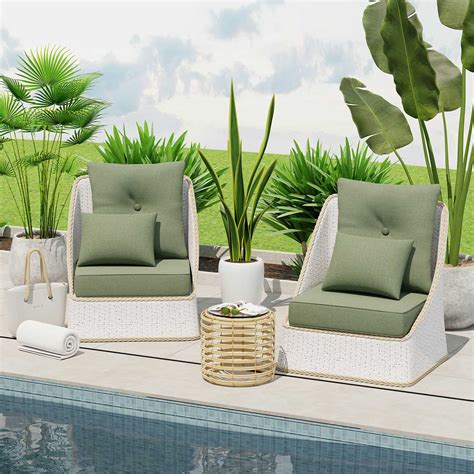 Honeybloom Endive Green Premium Outdoor Tufted Back Cushion | At Home