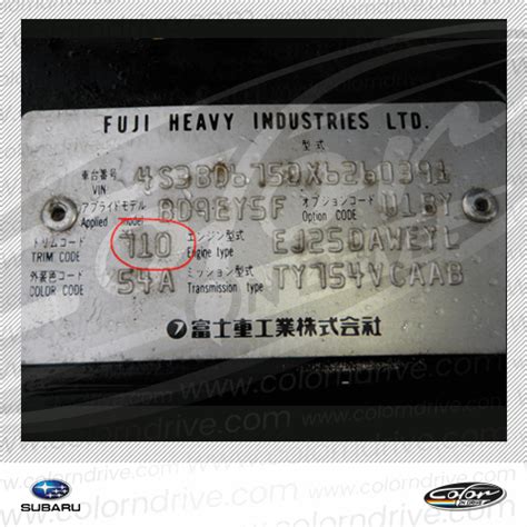 Image result for Subaru Color Code