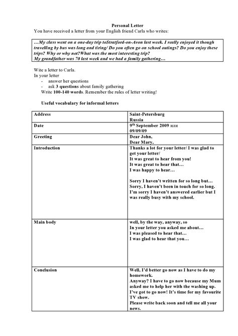 Image result for Personal Letter Example