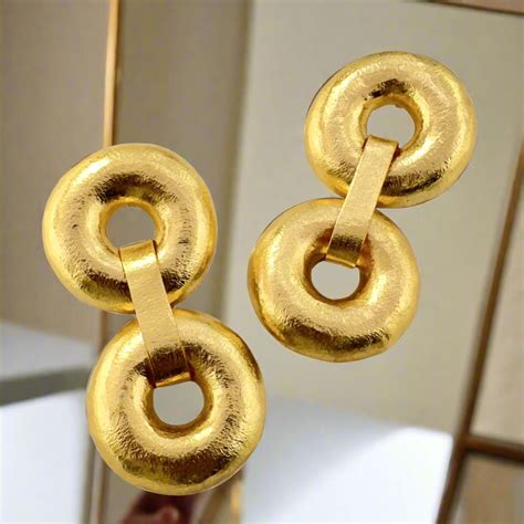 Plain Round Shape Big Dangling Earrings in Gold Plated – Soku Creation