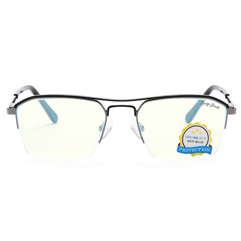 GREY JACK Polygon Half Rim Blue Light Filter Computer Glasses Small Si ...