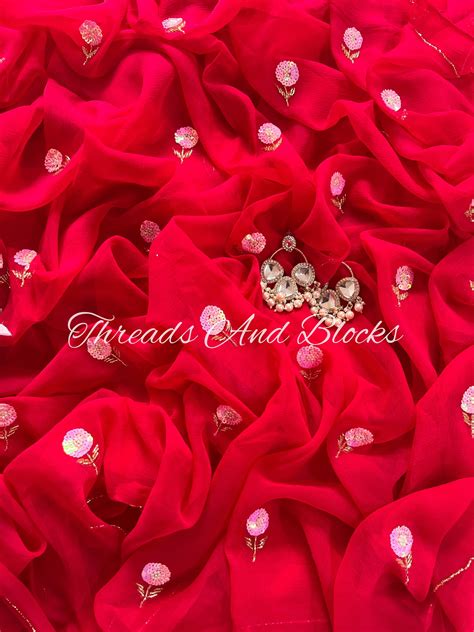 Rani Cherry Blossom Saree – Threads & Blocks